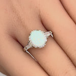 Sterling Silver Oval White Lab Opal CZ Ring
