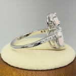 Sterling Silver White Lab Opal Shape Cluster CZ Ring