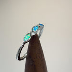 Sterling Silver Triple Marquise Blue Lavender Lab Opal Ring