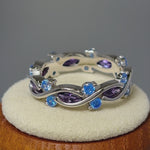 Sterling Silver Eternity Purple & Blue Topaz CZ Ring