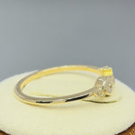 Solid 14K Gold Trendy Leaf CZ Ring