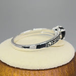 Sterling Silver Black Onyx Heart Marcasite Ring