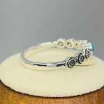 Sterling Silver Small Round Simulated Turquoise Marcasite Ring