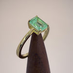 Sterling Silver Gold Plated Light Green CZ Crackle Effect Ring