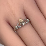 Sterling Silver Two Tone Rose Gold Plated Claddagh Ring