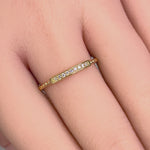 Solid 14K Gold Bead and Bar with Clear CZ Ring