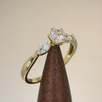 Solid 14K Yellow Gold Round & Marquise Cut CZ Engagement Ring