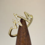 Solid 14K Yellow Gold Heartbeat CZ Ring