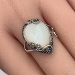 Sterling Silver Mother of Pearl Marcasite Ring
