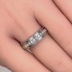 Solid 14K White Gold Half Eternity Men's 0.21 ct. Diamond Band