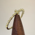 Solid 14K Yellow Gold Cross Bead CZ Ring
