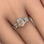 Sterling Silver Butterfly Iridescent Rainbow CZ Ring