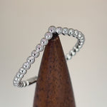 Solid 14K White Gold Beaded V Shape Ring