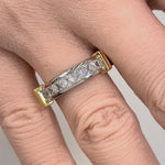 Sterling Silver Men's Two Tone Yellow Gold Wedding Band CZ Ring