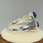 Sterling Silver Marcasite Pear Shape Blue Lapis Ring