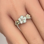 Sterling Silver Plumeria White Lab Opal Ring