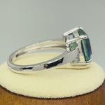 Sterling Silver Bi-Color Blue Green Ombre Cushion Cut CZ Ring