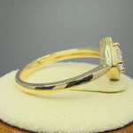Solid 14K Yellow Gold Princess Diamond Halo CZ Ring