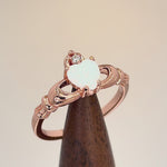 Sterling Silver Rose Gold Claddagh White Lab Opal CZ Ring