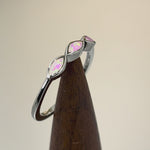 Sterling Silver Triple Marquise Pink Lab Opal Ring