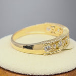 Solid 14K Yellow Gold Alternating Round Cut CZ Ring
