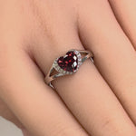 Sterling Silver Heart Shape Garnet CZ Ring