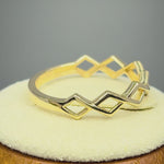 Solid 14K Yellow Gold Crossed Zig Zag Ring
