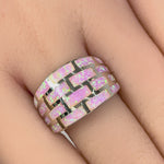 Sterling Silver Pink Bricks Lab Opal Ring