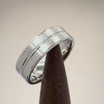Sterling Silver Brushed Center Line Wedding Band