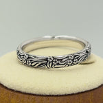 Sterling Silver Bold Flowers & Vines Eternity Ring