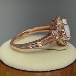 Sterling Silver Rose Gold Elegant White Oval Lab Opal CZ Ring