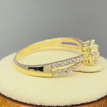 Solid 14K Yellow Gold Modern Square Round CZ Ring