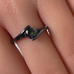 Sterling Silver Black Rhodium Stuck In Between Rainbow CZ Ring