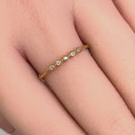 Solid 14K Yellow Gold Thin Stackable CZ Ring