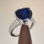 Sterling Silver Blue CZ Heart CZ Ring