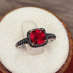 Silver Red CZ Ring