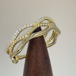 Solid 14K Gold 3 in 1 CZ Stackable Wave Ring