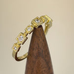 Solid 14K Gold Square Pattern CZ Ring