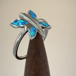 Sterling Silver Dragonfly Lab Opal Ring