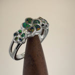 Sterling Silver Plumeria Green-Black Lab Opal Ring