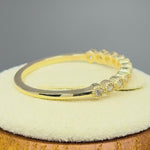 Solid 14K Yellow Gold Classic Row Diamond Ring