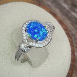 Sterling Silver Blue Oval Lab-Opal CZ Ring