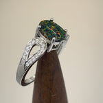 Sterling Silver Black Oval Lab Opal CZ Ring