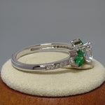 Sterling Silver Flower Leaves CZ Ring