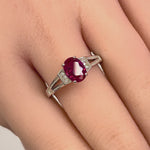 Sterling Silver Ruby Oval Cut CZ Ring