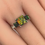 Sterling Silver Black Lab-Opal CZ Ring