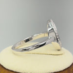 Sterling Silver Unique White Lab Opal Offset Halo CZ Ring