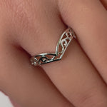 Sterling Silver Thin Filigree V Shape Ring