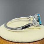 Sterling Silver Butterfly Aqua CZ Ring