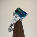 Sterling Silver Bi-Color Blue & Green Ombre CZ Ring